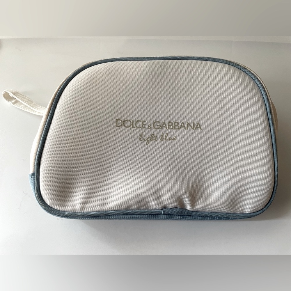 Dolce & Gabbana D&G Light Blue White Cosmetic Makeup Bag